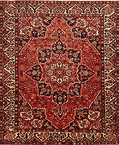 Bakhtiar Red Hand Knotted 10'4" X 12'6"  Area Rug 100-25726