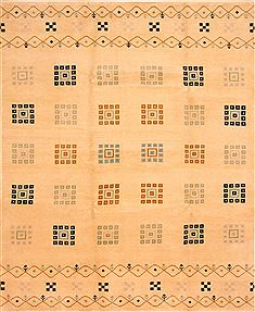 Indian Gabbeh Beige Rectangle 8x10 ft Wool Carpet 25779