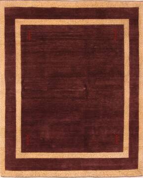 Gabbeh Purple Square Hand Knotted 6'7" X 8'1"  Area Rug 100-25823
