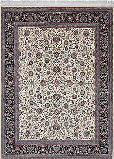 Pakistani Pishavar Beige Rectangle 9x12 ft Wool Carpet 25834