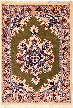 Nain Green Hand Knotted 1'10" X 2'8"  Area Rug 100-26238