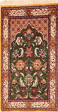 Persian Tabriz Green Rectangle 2x3 ft Wool Carpet 26289