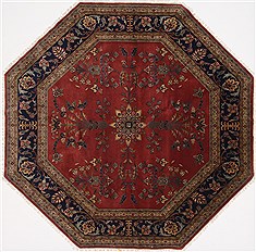 Sarouk Blue Octagon Hand Knotted 7'11" X 7'11"  Area Rug 250-26376