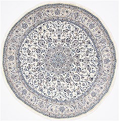 Indian Tabas Blue Round 7 to 8 ft Wool Carpet 26512