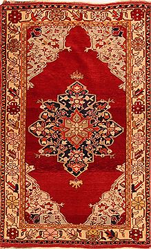 Persian Hamedan Red Rectangle 4x6 ft Wool Carpet 26547
