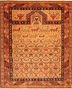 Shirvan Brown Hand Knotted 4'7" X 5'6"  Area Rug 100-26811