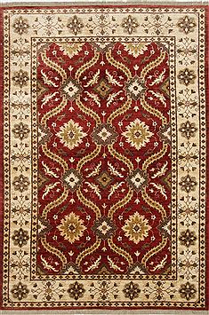 Pakistani Chobi Red Rectangle 6x9 ft Wool Carpet 26819