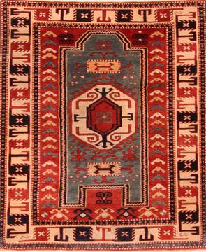 Kazak Red Hand Knotted 4'2" X 5'1"  Area Rug 100-26825