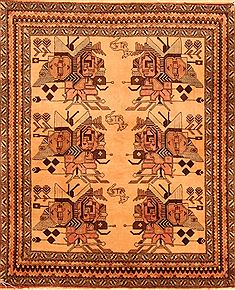 Afshar Brown Hand Knotted 4'1" X 4'10"  Area Rug 100-26854