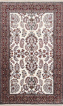 Indian Isfahan White Rectangle 5x8 ft Wool Carpet 26865