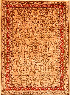 Afghan Sarouk Beige Rectangle 4x6 ft Wool Carpet 26872