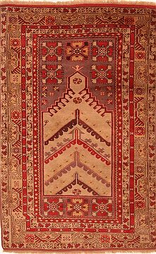 Turkish Milas Red Rectangle 4x6 ft Wool Carpet 26876