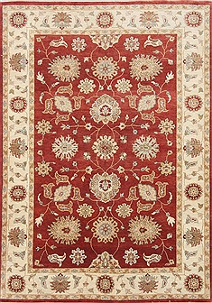 Pakistani Chobi Red Rectangle 5x8 ft Wool Carpet 26879