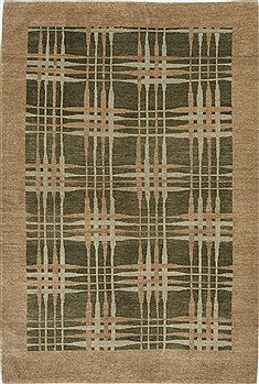 Modern Beige Hand Knotted 4'9" X 6'11"  Area Rug 250-27122