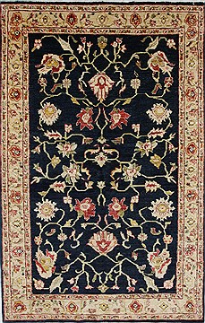 Pakistani Pishavar Beige Rectangle 5x8 ft Wool Carpet 27134