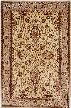 Pakistani Pishavar Beige Rectangle 5x8 ft Wool Carpet 27145