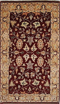 Pakistani Pishavar Beige Rectangle 5x8 ft Wool Carpet 27180