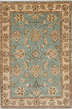 Pakistani Pishavar Beige Rectangle 3x5 ft Wool Carpet 27370