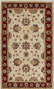 Pakistani Pishavar Beige Rectangle 3x5 ft Wool Carpet 27408