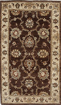 Pakistani Pishavar Beige Rectangle 3x5 ft Wool Carpet 27505