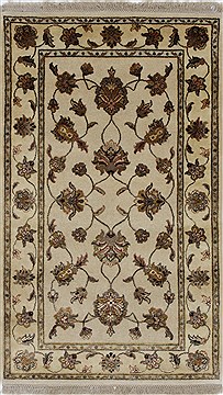 Kashmir Beige Hand Knotted 3'0" X 5'1"  Area Rug 250-27578