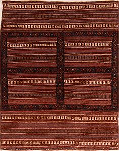 Afghan Kilim Red Square 4 ft and Smaller Wool Carpet 27602