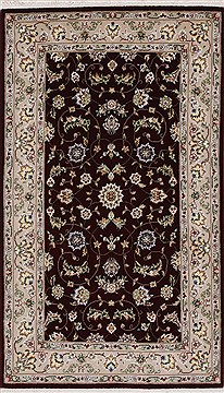 Indian Tabriz Beige Rectangle 3x5 ft Wool Carpet 27603