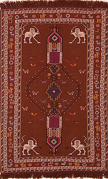 Afshar Brown Hand Knotted 3'5" X 5'5"  Area Rug 100-27634