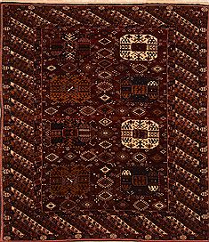 Kurdi Red Square Hand Knotted 6'10" X 7'11"  Area Rug 100-27704