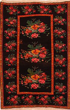 Russia Karabakh Black Rectangle 5x8 ft Wool Carpet 27709