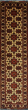Afghan Kazak Beige Runner 10 to 12 ft Wool Carpet 27829