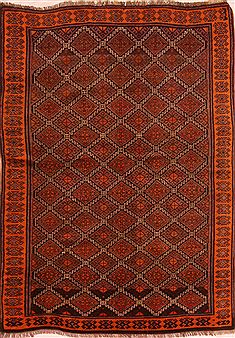 Afghan Baluch Orange Rectangle 5x7 ft Wool Carpet 27841