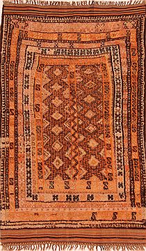 Baluch Orange Hand Knotted 4'1" X 5'5"  Area Rug 100-27925