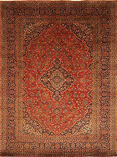 Kashan Red Hand Knotted 8'7" X 11'4"  Area Rug 100-27943