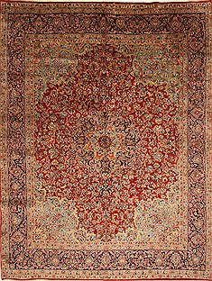 Persian Kerman Red Rectangle 10x12 ft Wool Carpet 27983