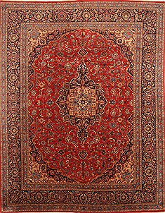 Kashan Red Hand Knotted 9'8" X 12'8"  Area Rug 100-28018