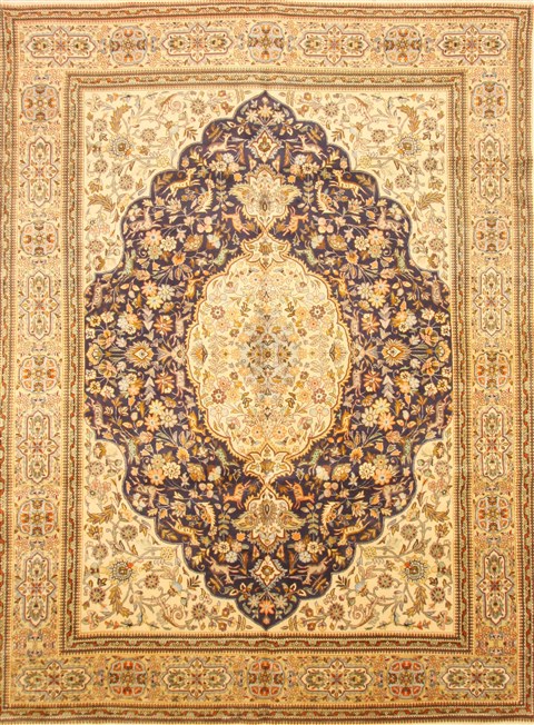Tabatabaie Blue Hand Knotted 88 X 123 Area Rug 100-28020 Image 0