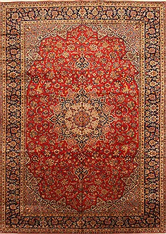 Persian Kashan Red Rectangle 10x13 ft Wool Carpet 28039