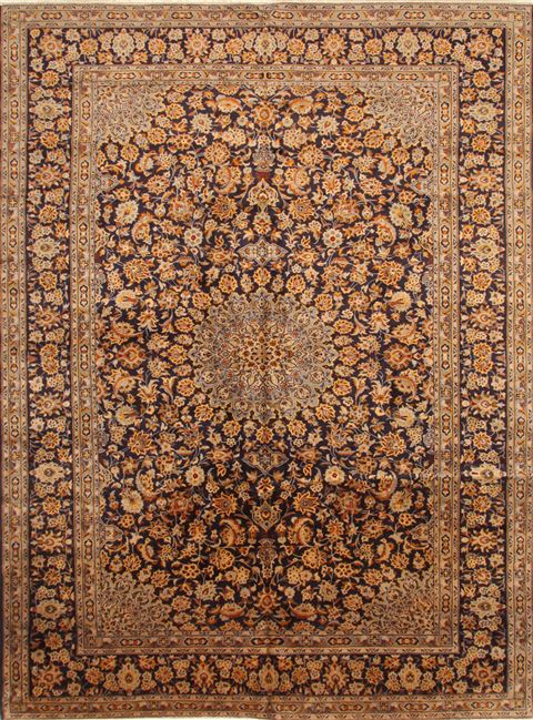 Kashan Beige Hand Knotted 98 X 134 Area Rug 100-28123 Image 0