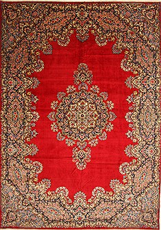 Persian Kerman Red Rectangle 11x16 ft Wool Carpet 28134