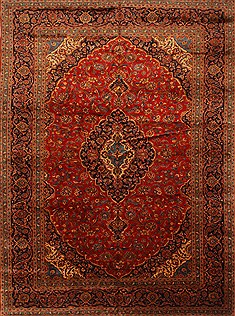 Kashan Red Hand Knotted 9'9" X 13'4"  Area Rug 100-28138