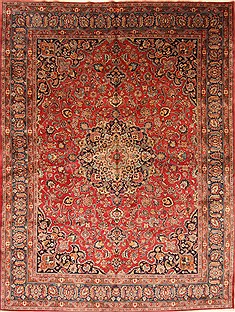 Persian Kashan Red Rectangle 10x13 ft Wool Carpet 28139