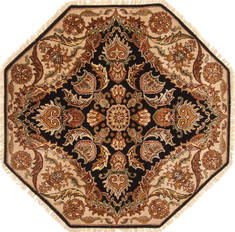 Indian Jaipur Black Octagon 5 to 6 ft Wool Carpet 28203