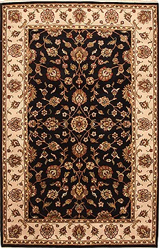 Indian Isfahan Black Rectangle 6x9 ft Wool Carpet 28271