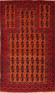 Baluch Brown Hand Knotted 3'0" X 4'7"  Area Rug 100-28280