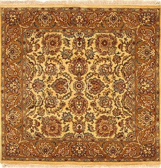 Indian Jaipur Yellow Square 4 ft and Smaller Wool Carpet 28331