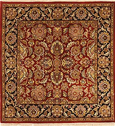 Indian Jaipur Red Square 4 ft and Smaller Wool Carpet 28332