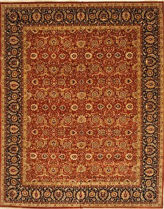 Indian Haji Jalili Beige Rectangle 12x15 ft Wool Carpet 28452