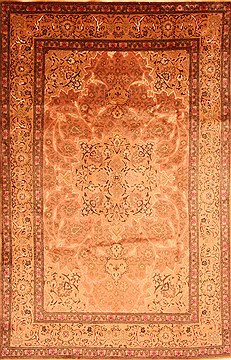 Tabriz Brown Hand Knotted 6'7" X 10'7"  Area Rug 100-28541