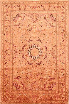 Persian Tabriz Brown Rectangle 7x10 ft Wool Carpet 28618
